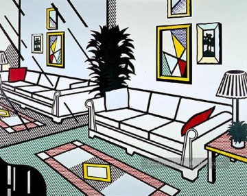  Lichtenstein Pintura - interior con pared de espejos 1991 Roy Lichtenstein